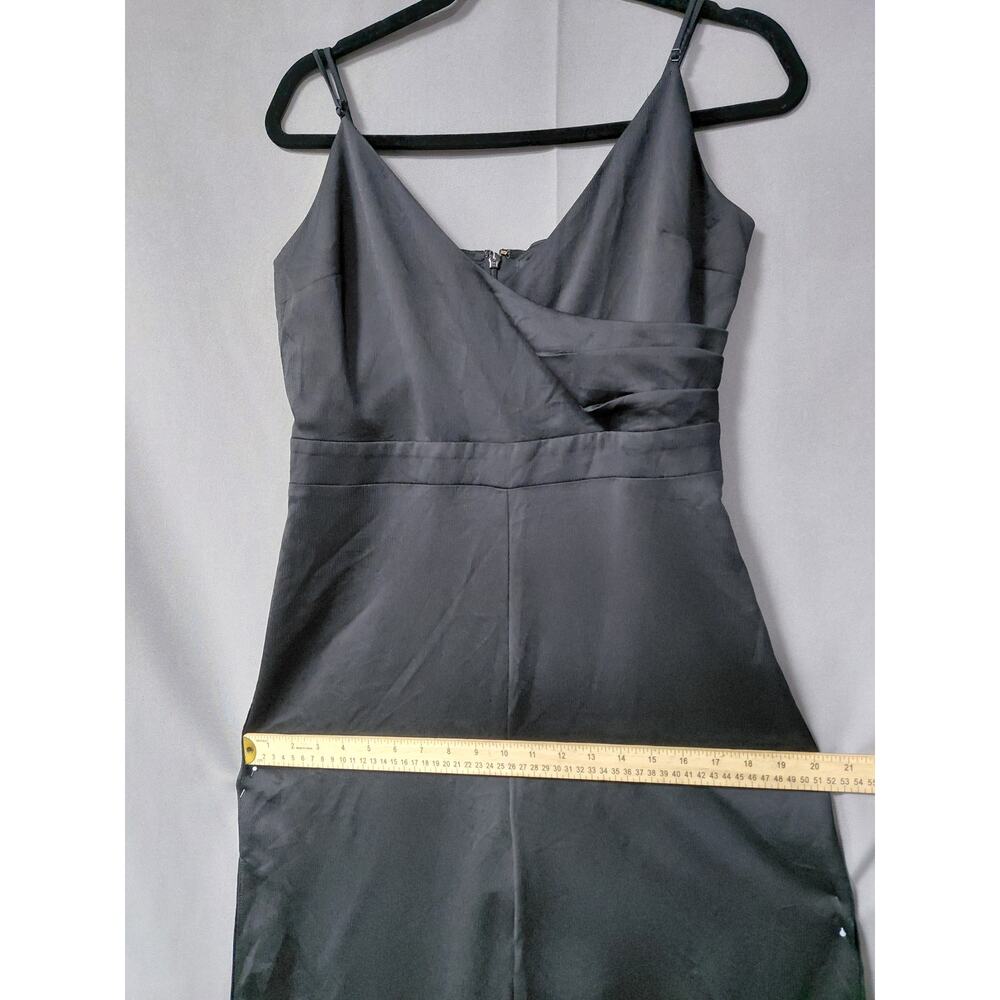 Express Black Satin Sleeveless V-Neck Wide Leg Jumpsuit Women Size M - Picture 8 of 12